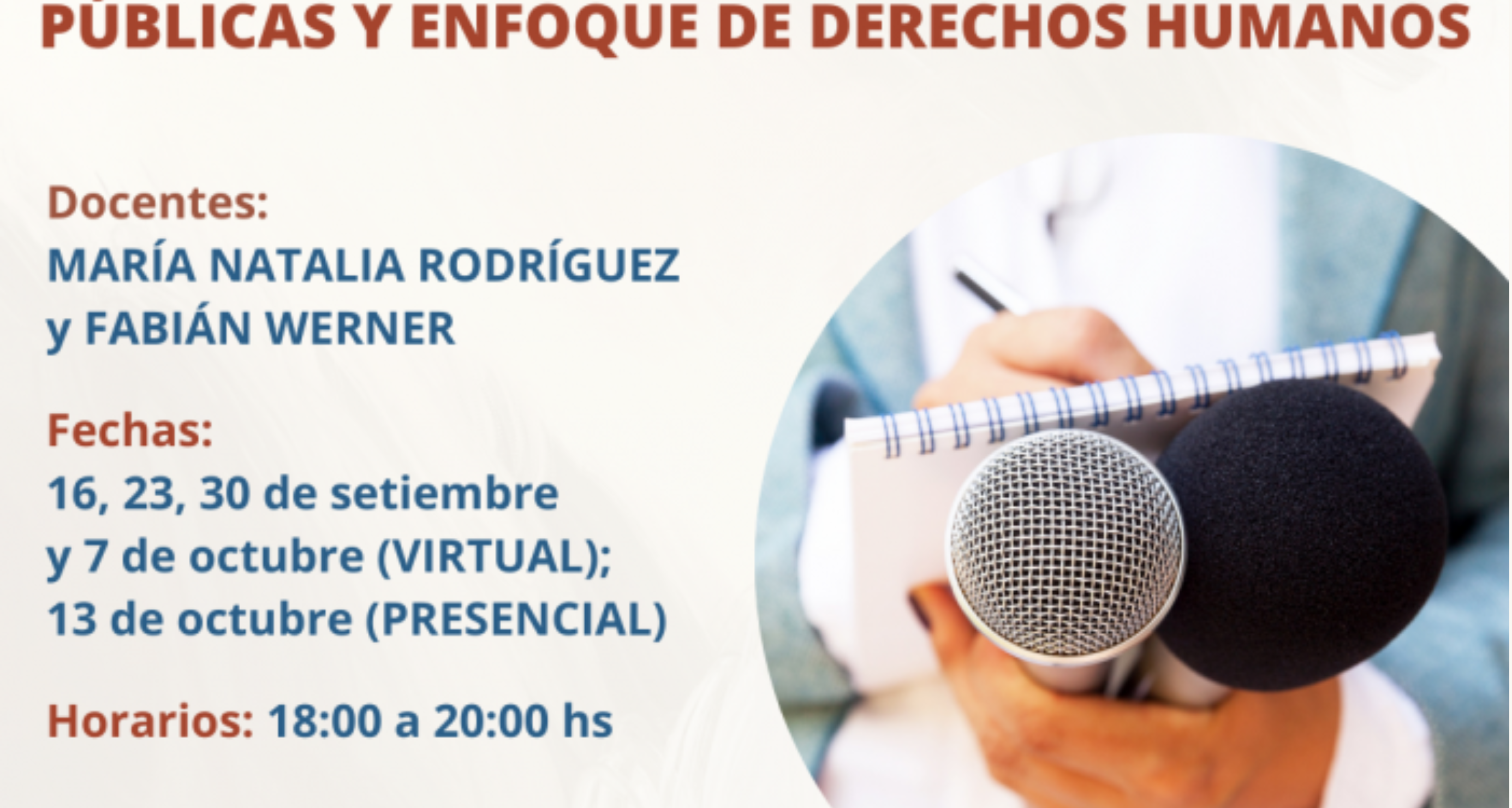 Curso de Educación Permanente: Cobertura periodística de políticas públicas y enfoque de Derechos Humanos